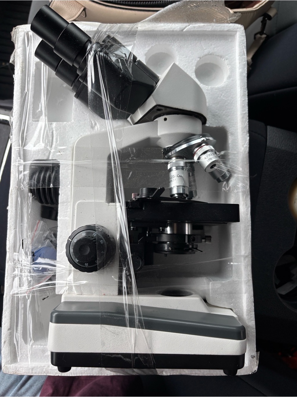 Binocular Laboratory Microscope in White and Black never used